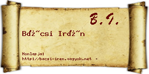 Bácsi Irén névjegykártya