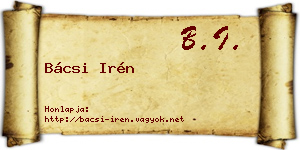 Bácsi Irén névjegykártya